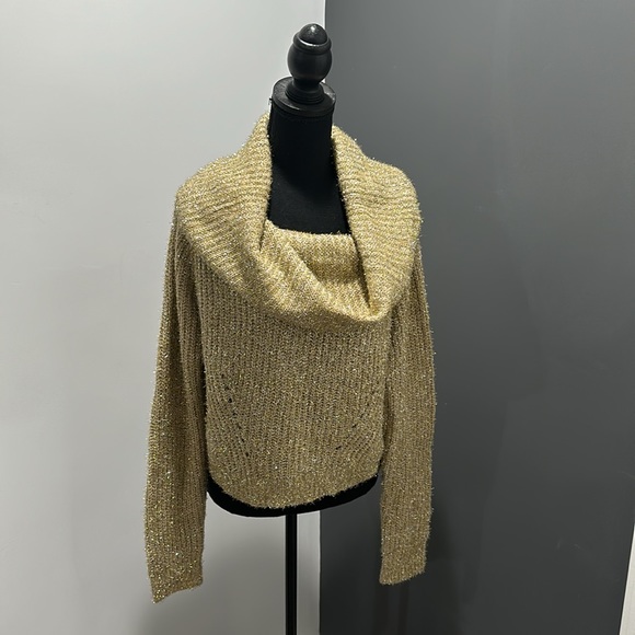 Forever 21 Women’s Gold Knit Off-The-Shoulder Sweater, Size L - Picture 2 of 5